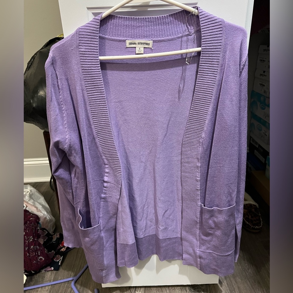 Purple cardigan